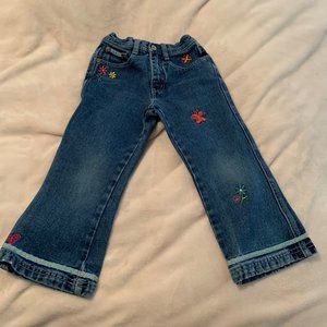 RVT Embroidered Dark Wash Denim Flare Jeans Size 4T